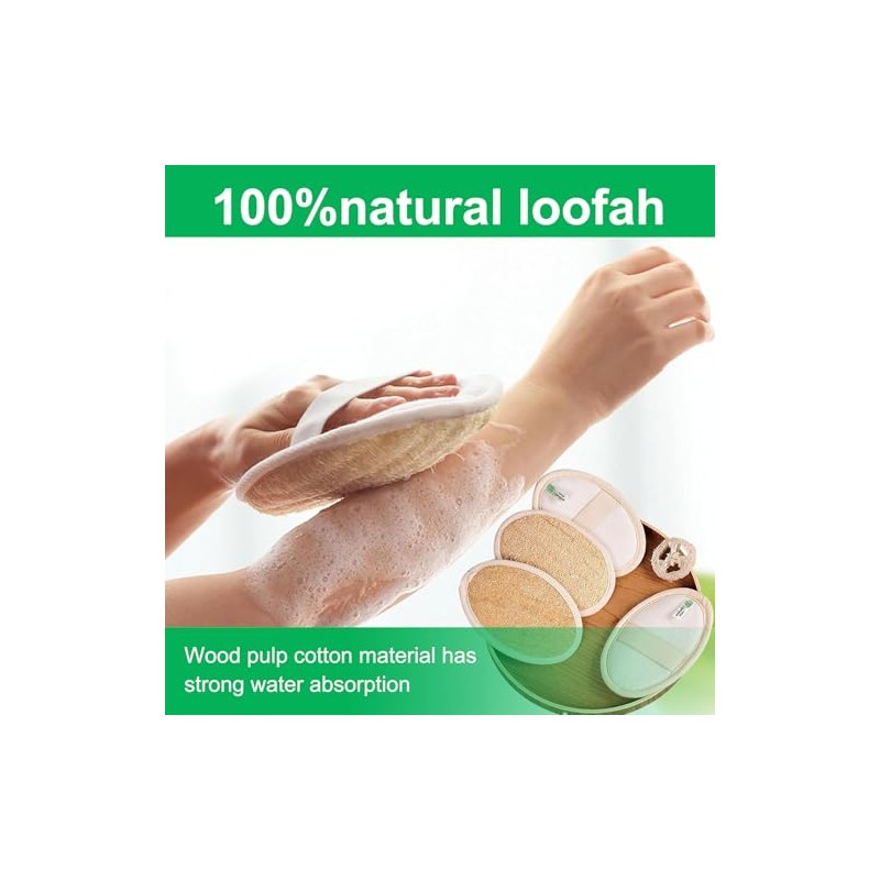 Esponja de luffa natural exfoliante corporal (4 unidades), hecha de