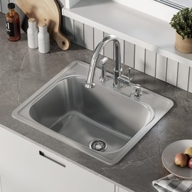 Swiss Madison Well Made Forever Ouvert 25 x 22 Stainless Steel, Single Basin, Top Mount Kitchen Sink, stainless steell (SM-KT664)