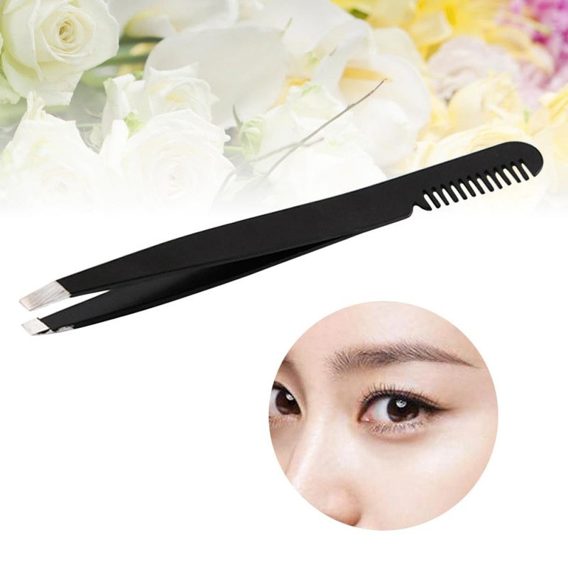 Ipetboom Eyebrow Tweezer Comb Stainless Steel Hair Removal Tool for