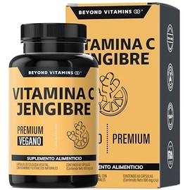 Beyond Vitamins | Vitamina C potenciada con antioxidantes y anti-inflamatorios, Jengibre, Equinácea, Ajo, Orégano, Zinc y Vitamina D3, Cápsulas vegana