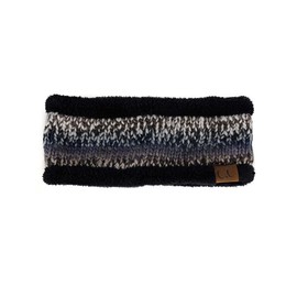 C.C Women's Multicolored Stretchy Knit Black Sherpa Lined Ear Warmer Headband-Black/Grey