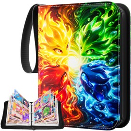 Card Binder 4 Pocket, Holds 400 Cards with 50 Removable Sleeves