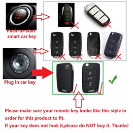 M.JVisun Soft Silicone Rubber Carbon Fiber Texture Case Key Fob Cover for Volkswagen Atlas e-Golf Golf Jetta Lamando Polo for Tiguan for Touran L Flip Car Remote Key - Black - Weave Keychain