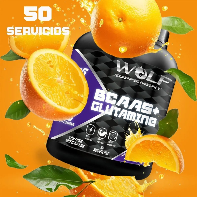 Aminoácidos Bcaas Glutamina Wolf 1kg Varios Sabores Pre