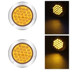 Xuzimaoyi Trailer Light Kit, LED Trailer Light Kit Yellow Round 24LED Trailer Tail Light Kit LED Stop Brake Turn Reverse Trailer Lights for RV Truck (2Pcs, Yellow)