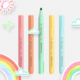 Kaco Aesthetic Cute Highlighters, 5 Pieces Assorted Macarons Color Ink Bible Markers Pastel, No Bleeds, Quick Dry Office School Supplies Stationery