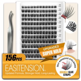 EASITENSION 156 PCS Self Adhesive Eyelashes Clusters Kit Lash Clusters DIY Eyelashes Pre Glued No Glue Needed No Remover No residue