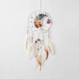 7 Chakras Dream Catchers Tree of Life Dream Catcher White Feather Dreamcatcher Wall Decor with Healing Crystal Stone & Fluorite Wall Art Hanging for Bedroom Home Decor Bless Gift Wedding Garden