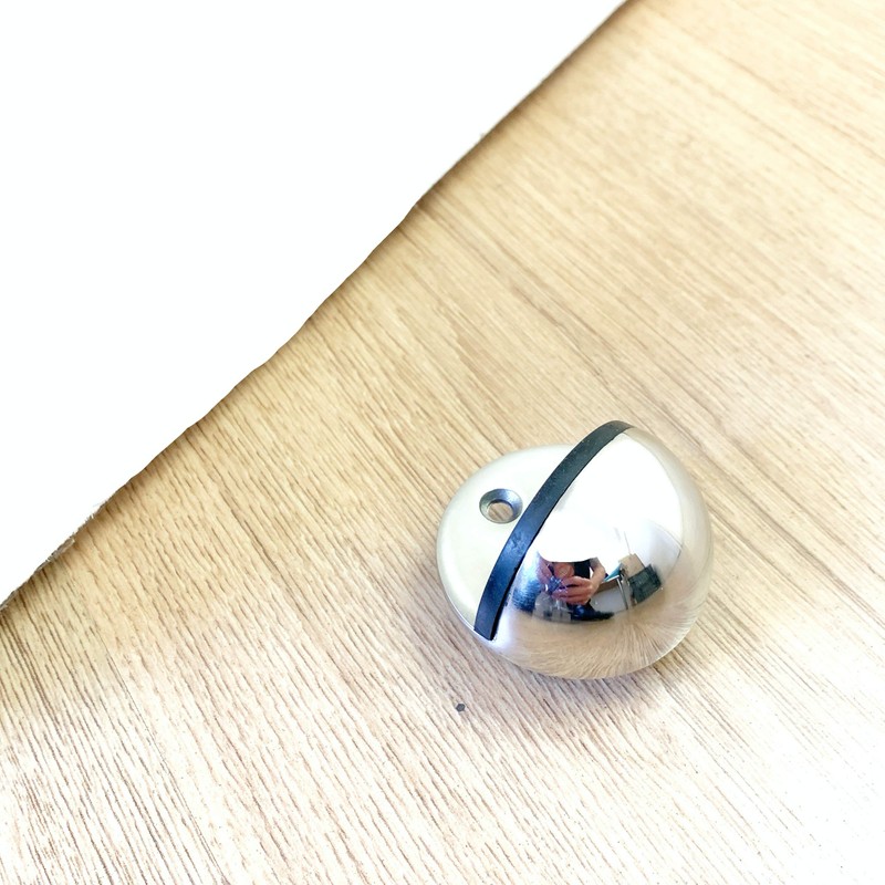 Door Stop Floor Mounted Oval Half Moon Pattern Polished Stainless