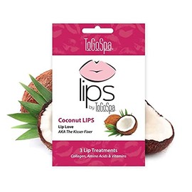 ToGoSpa LIPS | Moisturize, Hydrate, and Soothe Lips | Clean Collagen Gel Masks with Hyaluronic Acid, and Vitamins C & E - 3 Pack (Coconut)
