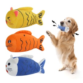 lilfrd Squeaky Crinkle Dog Toys - 3 Pack Fish-Shaped Small Toy for Small Dogs & Puppies, Interactive Pet Toys for Boredom Relief & Teeth Cleaning