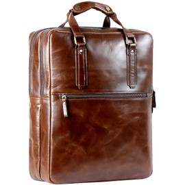 HULSH Leather Backpack For men and women 18 Inch - Full Grain Vintage Leather Laptop Backpack - Camping travel Rucksack Knapsack - Casual Bookbag Daypack with rustic look