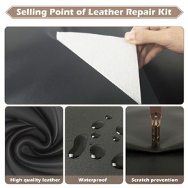 Xroam Leather Repair Tape, 4.7x63 inch Leather Patches for Furniture, Self Adhesive Leather Repair Patch for Sofas, Kitchen Cabinets, Car Seats, Office Chairs, Vinyl Repair Tape Black-Fine Grain