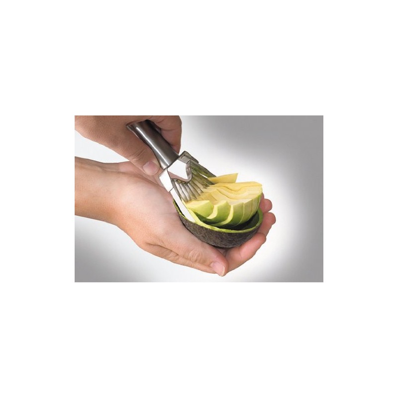 MOHA Avocadoschneider, Edelstahl, Silber, 6.5 x 18 x 10 cm