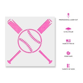 Baseball and Bats Stencil - Reusable Stencils for Painting - Create DIY Baseball and Bats Crafts and Projects