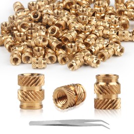 Pack of 100 M3 Threaded Inserts, 3D Printing Thread Inserts, Brass Insert Nuts, 3D Pressure Internal Thread Insertion Nuts Knurled Nuts, Melting Thread for Plastic Parts in 3D Printer Accessories