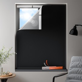 Cortinas 100% opacas, portátiles sin taladros, cubierta opaca para ventana con gancho y bucle, para recámara, guardería de bebé, viajes, recámara, departamento (21 x 36 pulgadas)