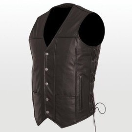 Men's Real Leather Vest, Fashion Leather Vest (US, Alpha, X-Large, Regular, Regular, Black)