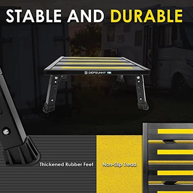 Unbranded Adjustable Aluminum RV Step Stool Foldable Non-Slip Platform Supports