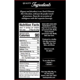 Ultimate Hot Chocolate, By NEW HOPE MILLS, NON-GMO, 16oz, Vegan (Ultimate Dark)