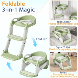 Potty Training Seat with Step Stool Ladder, 3-in-1 Toddler Toilet Seat with Splash Guard, Anti-Slip Pad Adjustable, Potty Training Toilet for Kids Boys Girls Toddlers