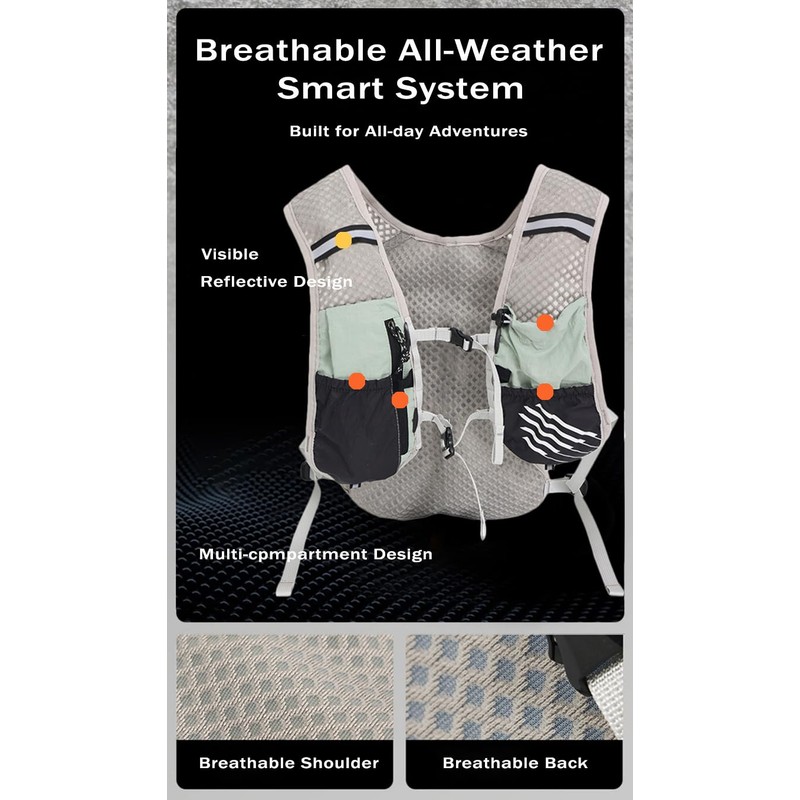 Hydration Running Vest for Women Men, Water Vest Backpack 2L,