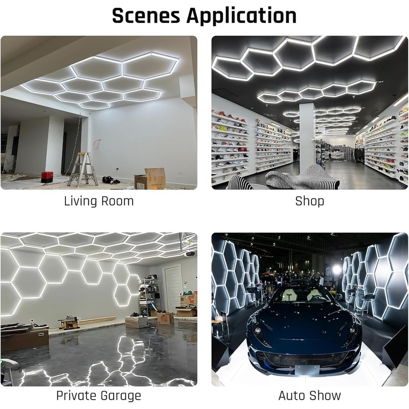 Gneng Hexagon Garage Lights, Ultra Bright LED 6500K 156W 17280LM;