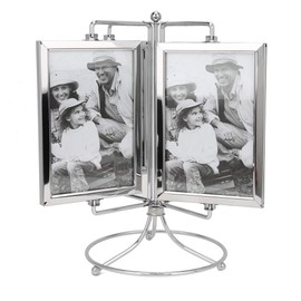 Haofy Home Rotating Photo Picture Frame, Photo Display Stand for 4x6in Photo, Restaurant Rotating Menu Frame,Vintage Retro Style Multiple Desk Table Picture Frame with Glass Front