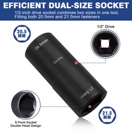 ELNLE Wheel Nuts Nut 21.5 mm x 20.5 mm Double Head Wheel Brace Wrench for Damaged Wheel Nut Compatible with Ford Land Rover