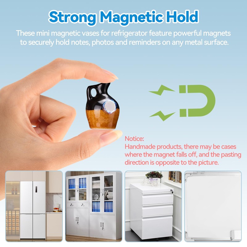 Cute Mini Ceramic Vase Magnets for Fridge, Funny Plant Vase