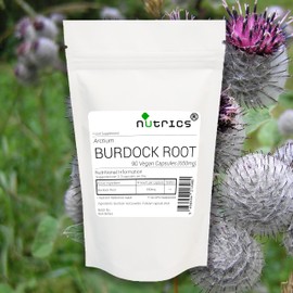 Nutrics® 650 mg Burdock Root - 100% Pure 90 V Capsules (1 Month Supply) Arctium lappa - Suitable for Vegan Vegetarian Halal Kosher