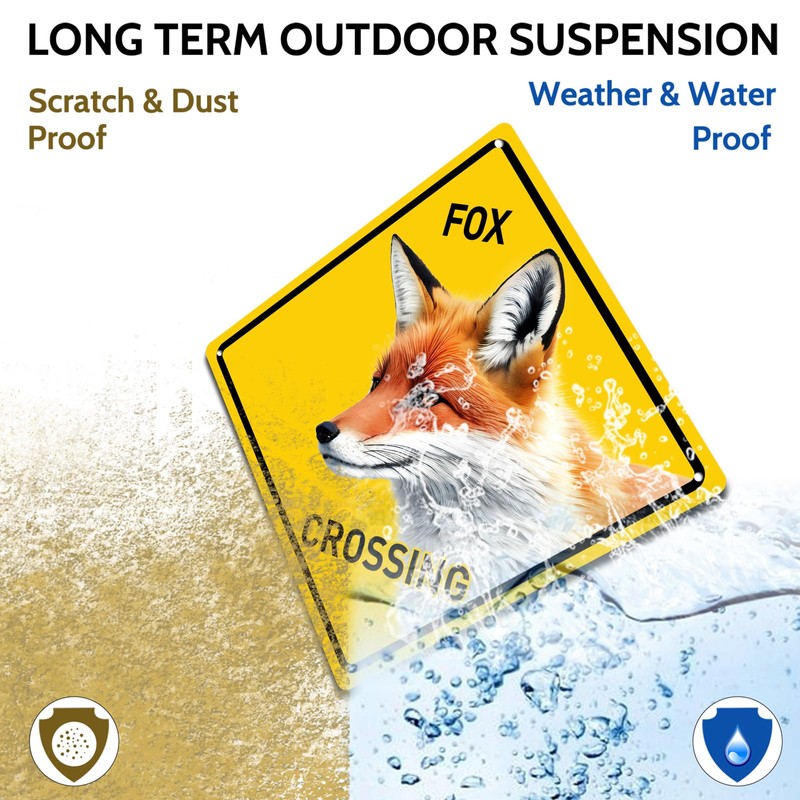 BTHUKO Fox Crossing 12" X 12" Funny Novelty Road Wall