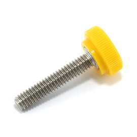 #8-32 x 7/8" Thumb Screw Stainless Steel - Yellow Knurled Round Plastic Knob - Standard/Coarse Thread ThumbScrew - Length: 0.875" - Proudly Built in USA - Package of (10)