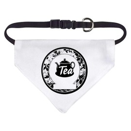 Small 'Tea with Teapot in Floral Frame' Dog/Cat/Pet Bandana (PD00064419)