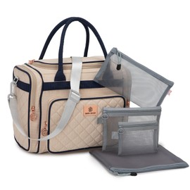 BHAFEM Baby Diaper Bag Tote Crossbody Baby Bag, Diaper Caddy Maternity Breast Pump Bags Travel Tote(Apricot)