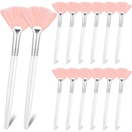 14 cepillos de abanico, aplicador facial, cepillo de abanico suave, cepillo aplicador de ácido, cepillo cosmético, herramientas aplicadoras de maquillaje para barro crema (rosa)