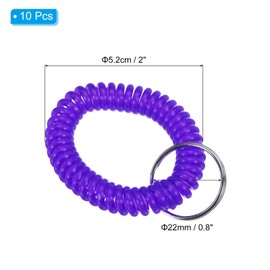PATIKIL Spiral Wrist Coil Keychain, 10 Pack Plastic Stretchable Wristband Wristlet Key Ring Holder for Outdoor Sport Gym Pool Sauna, Clear Purple