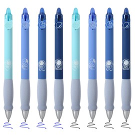 BAYTORY Pack of 8 Erasable Pens, Gel Pens, Erasable Rollerball Pen, Retractable Gel Pens, Blue and Black, Quick Drying Ink with Eraser, Smooth Writing, Convenient to Use (Blue)