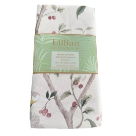 Lillian August Set Of 6 Cloth Napkins Floral Birds Easy Care Indoor/outdoor
