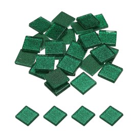 sourcing map Mosaic Tiles, Glass Tiles, Shine Crystal Mosaic Glass Pieces Bulk Square Glitter Crystal Mosaic Tiles 2 x 2cm for Home Decoration, DIY Crafts, Pack of 25(100g, Green)