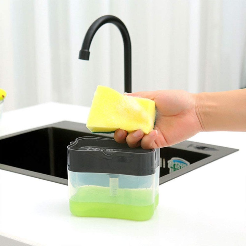 Liquid Soap Dispenser Set 2-in-1 Foaming Chrome Plastic Hand Pump