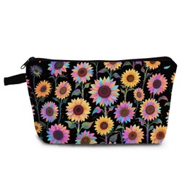 YULUENZE Neon Little Sunflower Makeup Bag Cute Small Organizer Bag with Zipper Neon Little Sunflower Cosmetic Bag Aesthetic Birthday Present for Women Friends