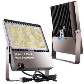 200W LED Flood Light Outdoor 30000Lm (800W Equivalent) Led Stadium Light with Dusk to Dawn, 5000K AC100-277V Commercial Flood Light with 5FT Plug, IP65 Waterproof Area Lighting for Stadium-2Pack