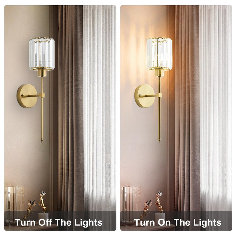 KARTOOSH Hardwired Crystal Wall Sconces Set of Two - Dimmable