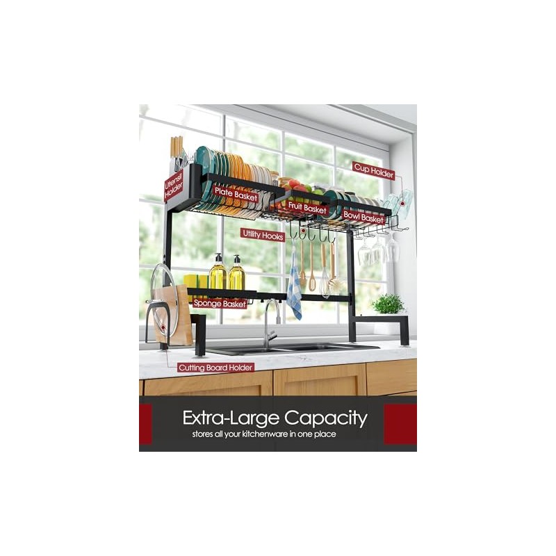 Sakugi Over The Sink Dish Drying Rack - Adjustable 2