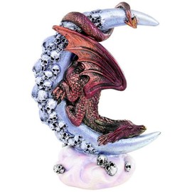 YWHWXB Moonbeam Dragon Statue,Moon Dragon Resin Figurine,Moonlight Dragon Statue, Moonlight Dragon Resin Crafts, Gothic Style Skeleton Flying Dragon Ornament for Home Outdoor Garden Decoration