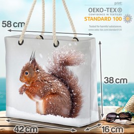 VOID Squirrel Winter Snow Beach Bag Shopper 58 x 38 x 16 cm 23 L XXL Shopping Bag Travel Bag Beach Bag, multicoloured, Casual
