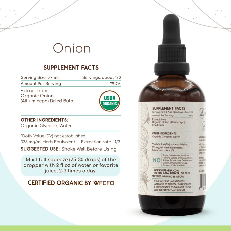 HerbEra Onion Alcohol-FREE Tincture, Organic Onion (Allium Cepa) - 2