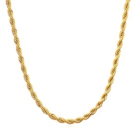 14K Solid Yellow Gold Twisted Rope Chain for Men & Women, Available in 1.5mm to 4.2mm Widths, 16"-36" Length Options (2mm,18inch)