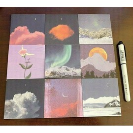 18PC) Aurora Sky and Cloud Themed Stationary Memo Sticky Note SET + Small Gifts
